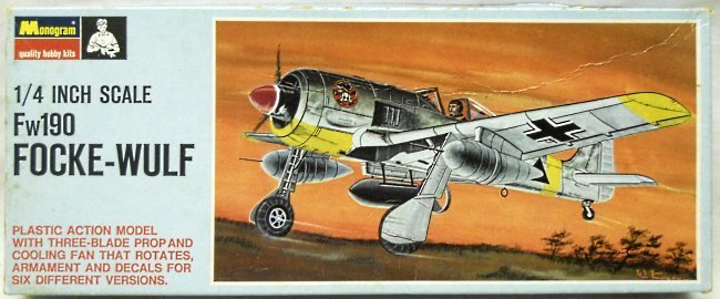 Monogram 1/48 Focke-Wulf FW-190 - A-8/R-3 / A-7/R2 / A7/R3 / A-5/U8 / A-8/R1 / A-5/U3 Tropical - Blue Box Issue, PA107-100 plastic model kit